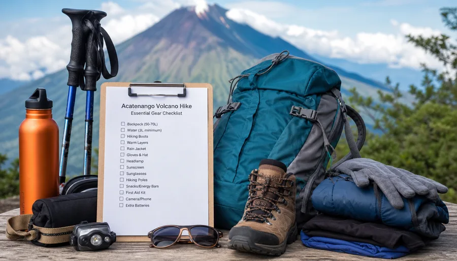 Elenco dell'attrezzatura essenziale per l'escursione al vulcano Acatenango