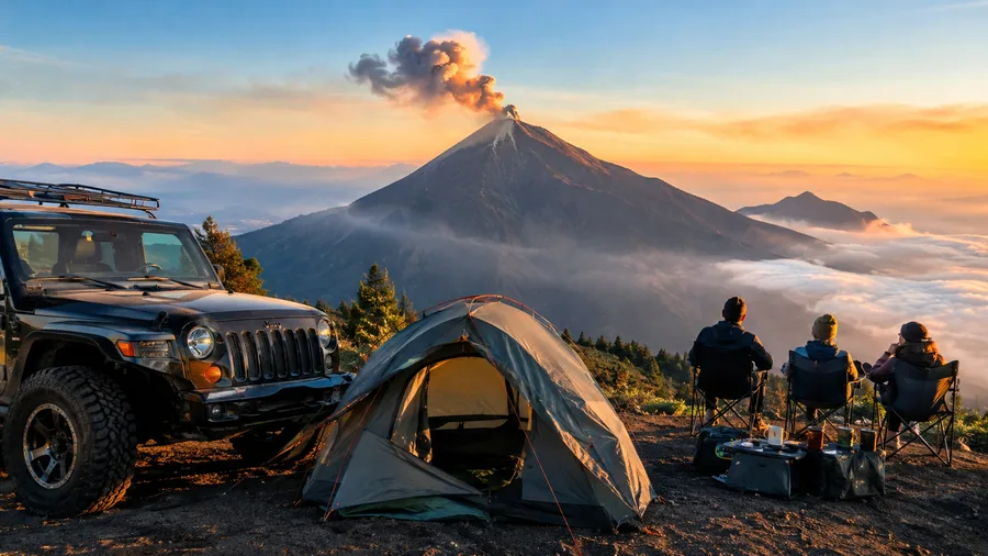 Hiking Acatenango with Extras Jeep Horse Glamping